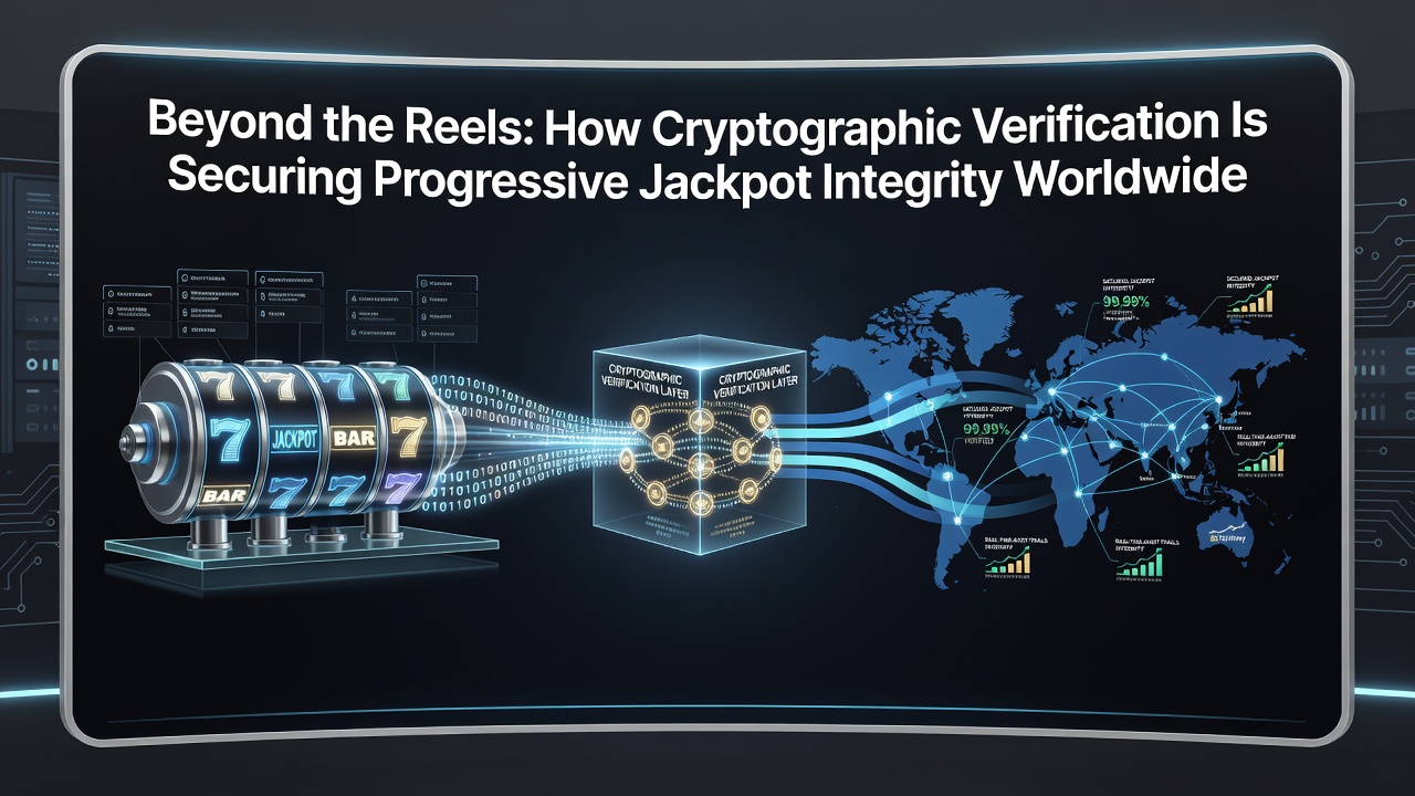 Blockchain ledger interface displaying verified progressive jackpot contributions from multiple international operators