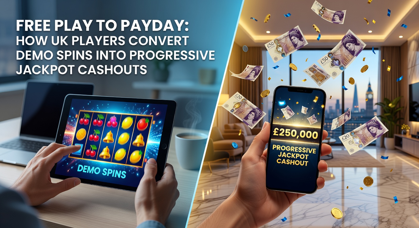 Vibrant slot machine screen showing cascading demo spins transitioning to a glowing progressive jackpot meter