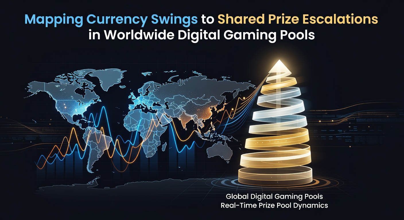 Global digital gaming interfaces displaying progressive jackpot counters alongside live currency exchange rate tickers from major financial markets