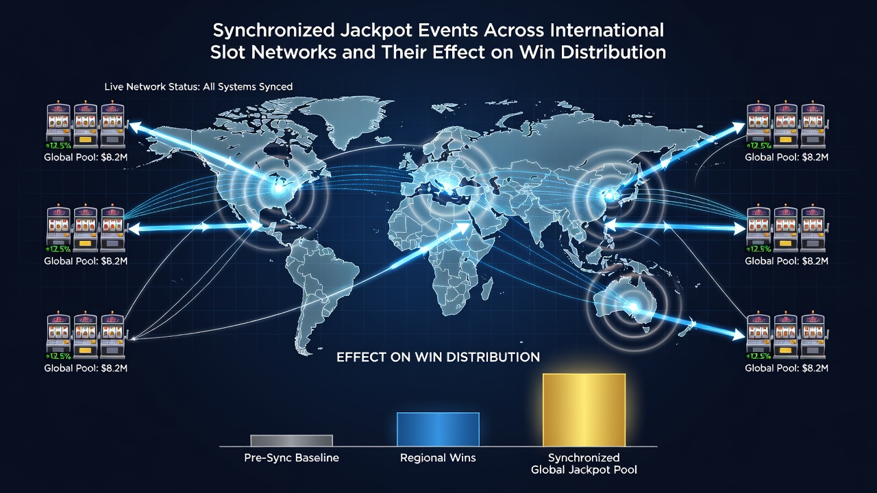 Chart illustrating changes in jackpot win distribution before and after network synchronization