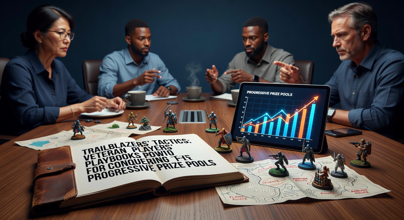 Veteran slot player analyzing progressive jackpot meters on a casino floor display, highlighting strategic gameplay elements
