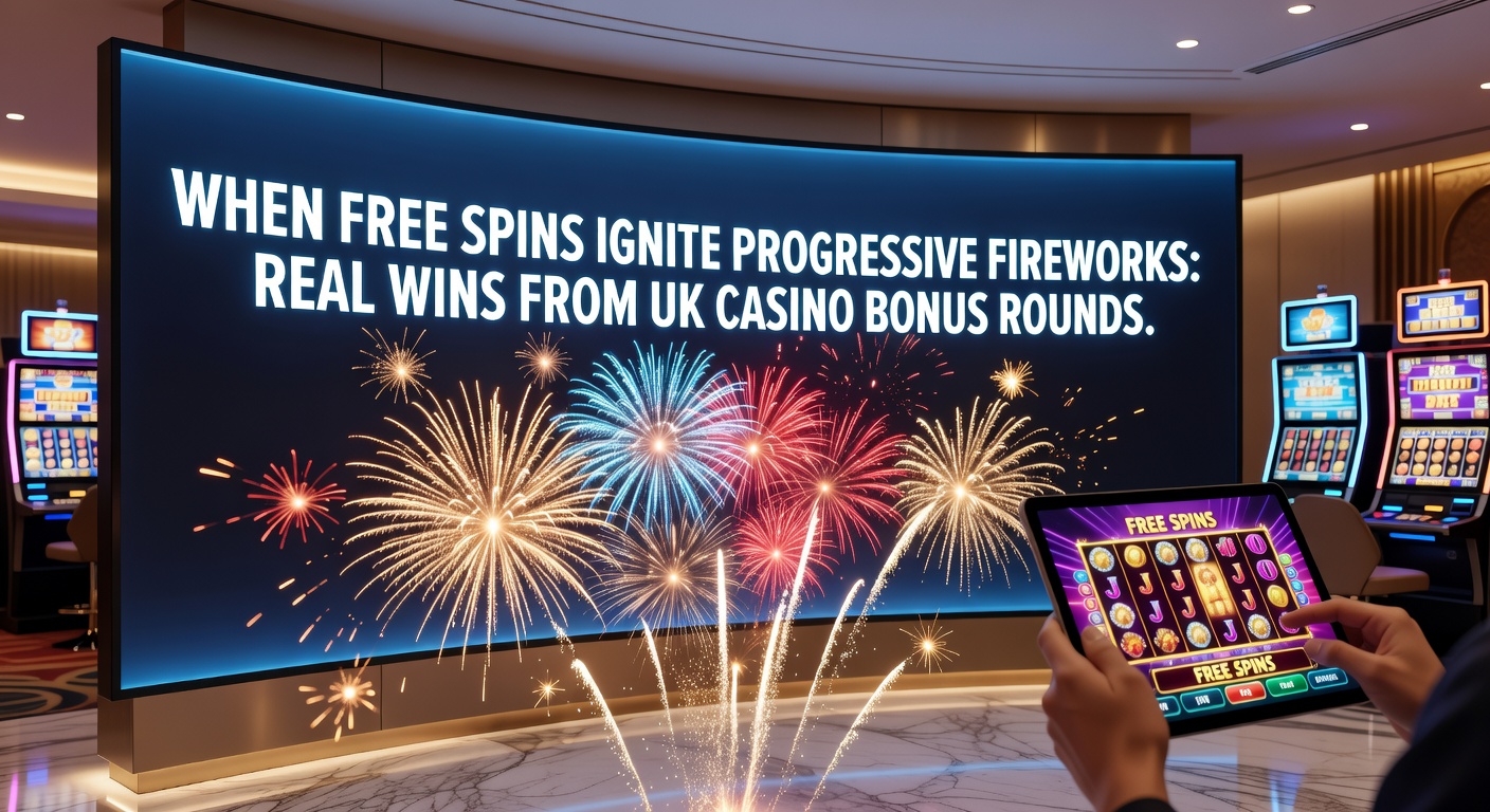 Vibrant slot machine screen showing exploding fireworks during a free spins bonus round with progressive jackpot counters ticking upward