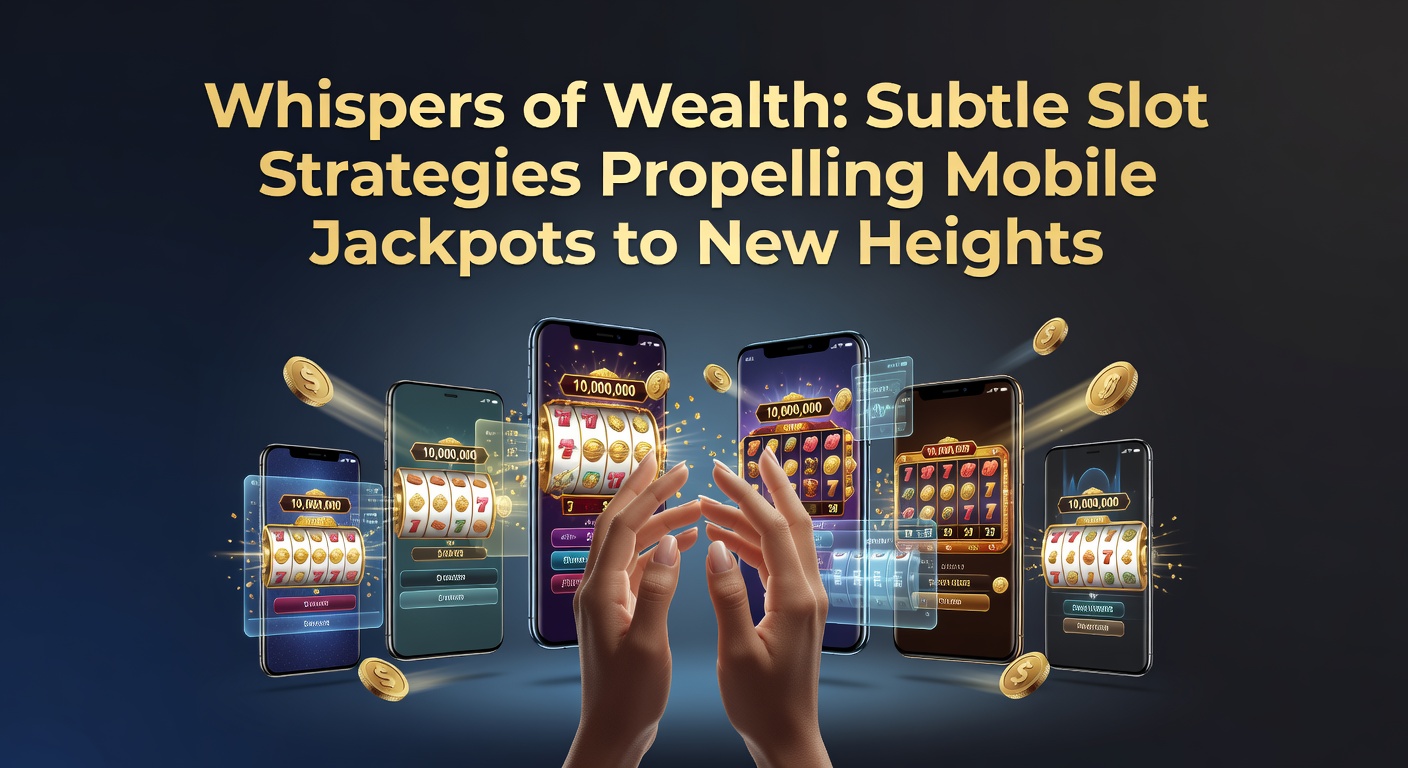 A sleek mobile phone displaying a vibrant progressive jackpot slot game with climbing prize meters and subtle win notifications glowing on the screen